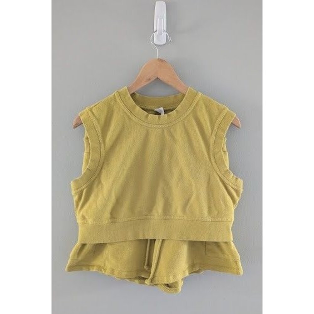 Daily Practice Anthropologie Women's size S/M Lime Green Cropped Top Sweat Set